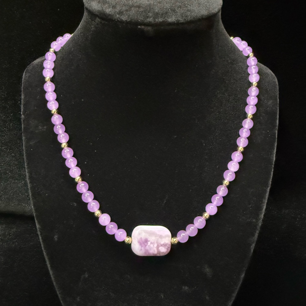 Purple Dyed Jade Necklace